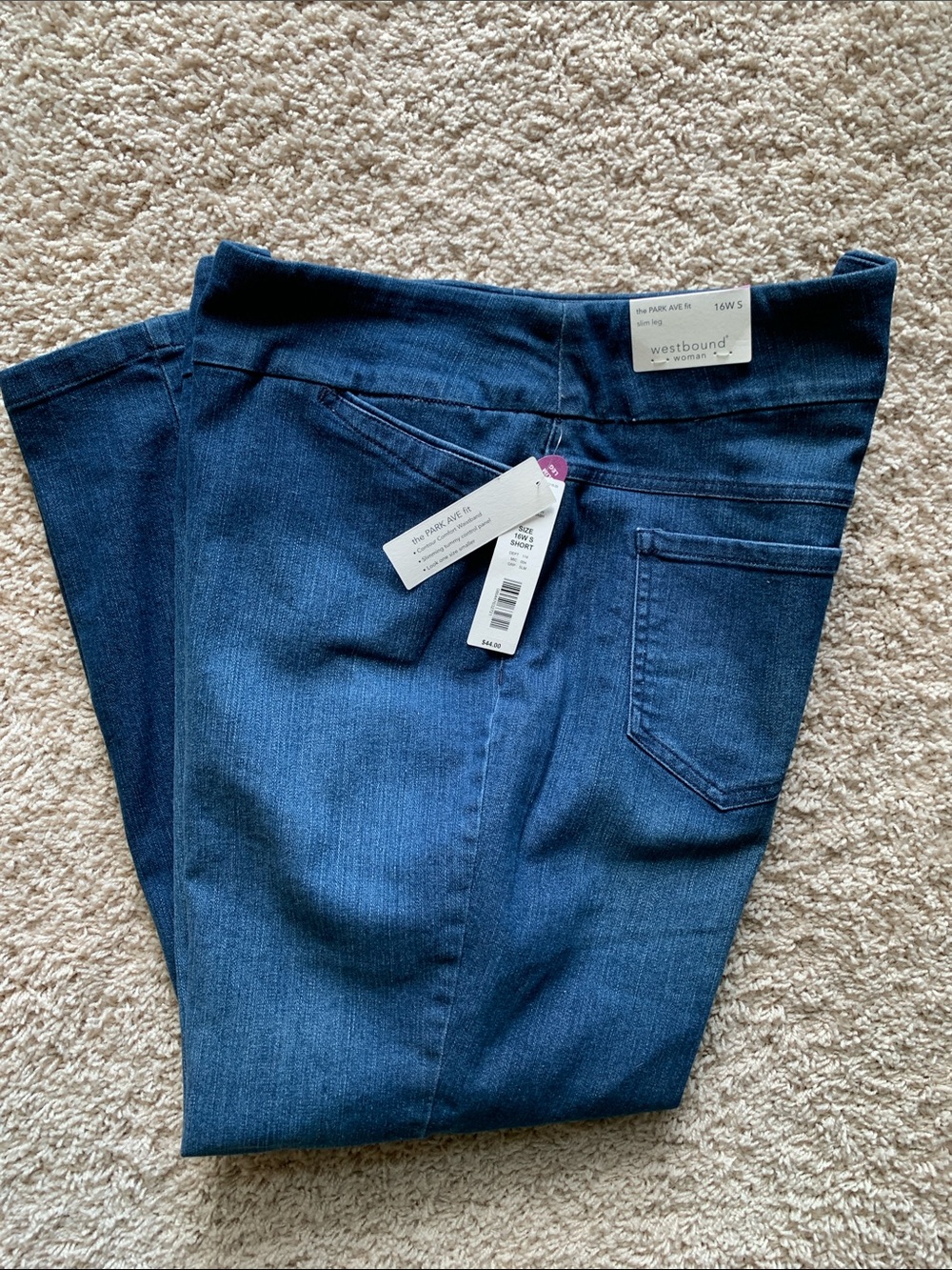 Westbound Women's Medium Indigo wash Stretch Pull-On Slim Leg 16W S Slimming